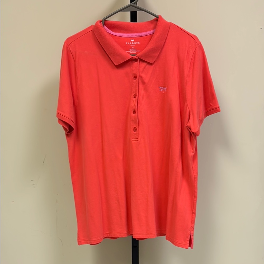 Talbots Women's Coral Colored Polo Shirt